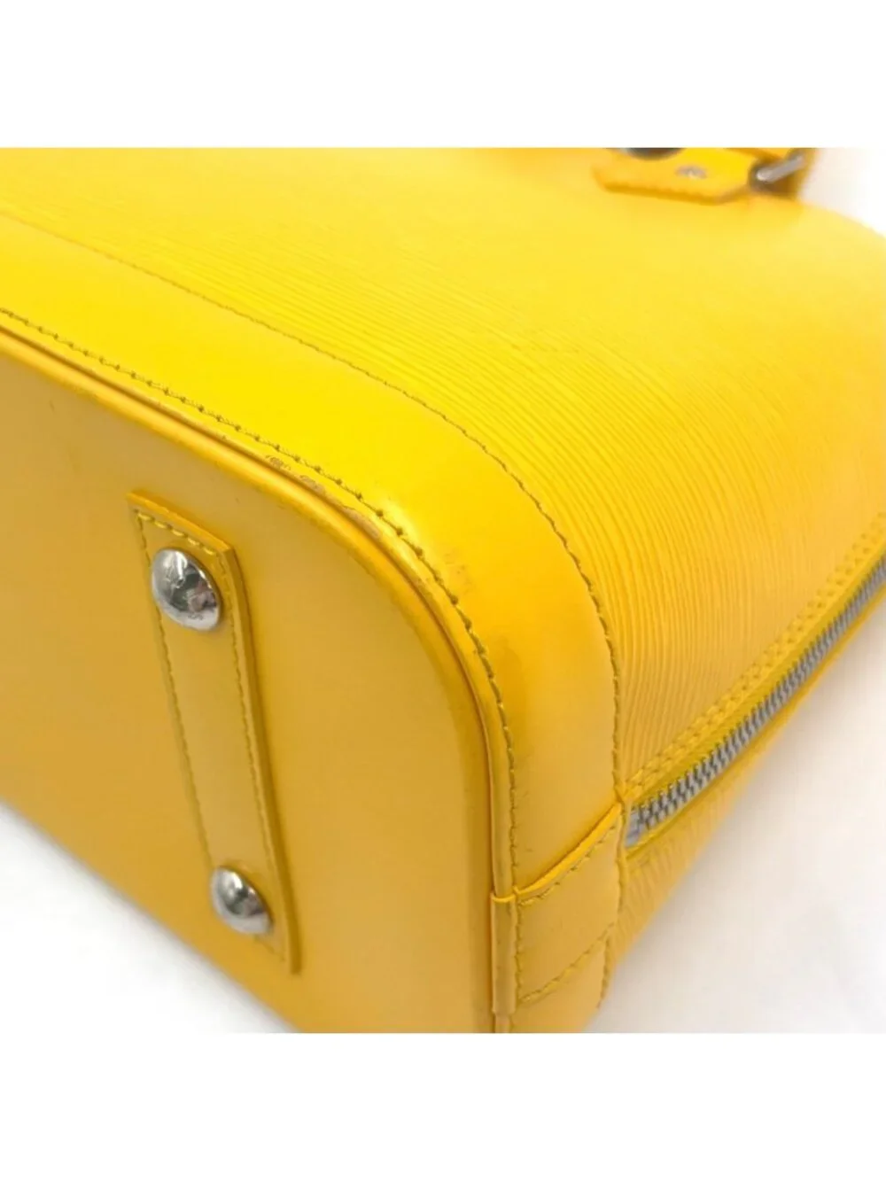 Louis Vuitton Alma PM Epi Citron Leather Yellow Handbag Silver